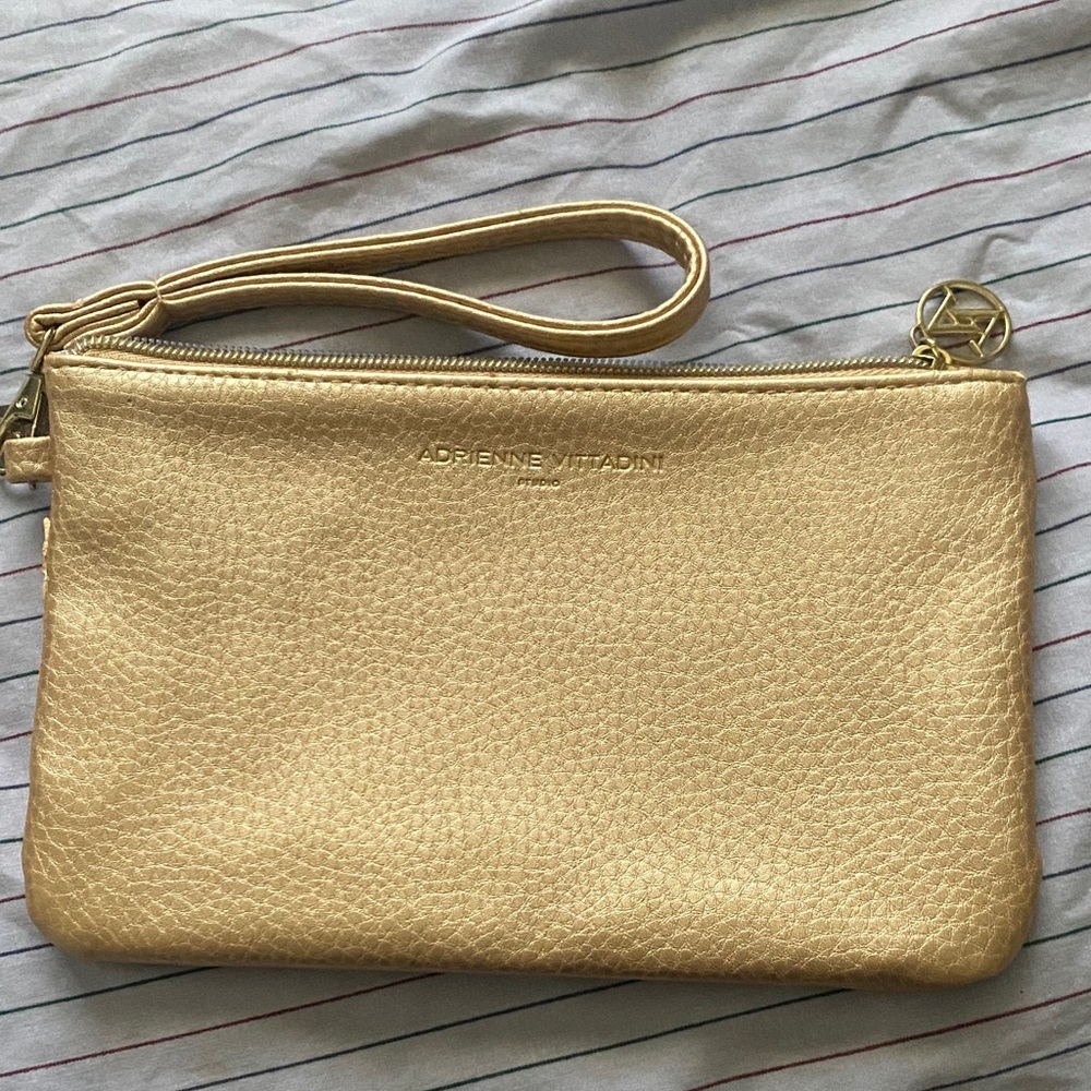 Adrienne Vittadini Metallic Gold Wristlet